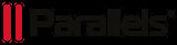 Parallels logo featuring two vertical red bars next to gray text